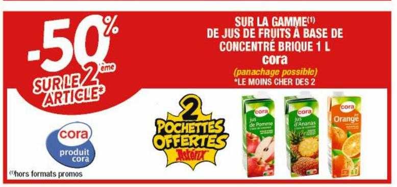La Gamme De Jus De Fruits à Base De Concentré Brique 1 L Cora