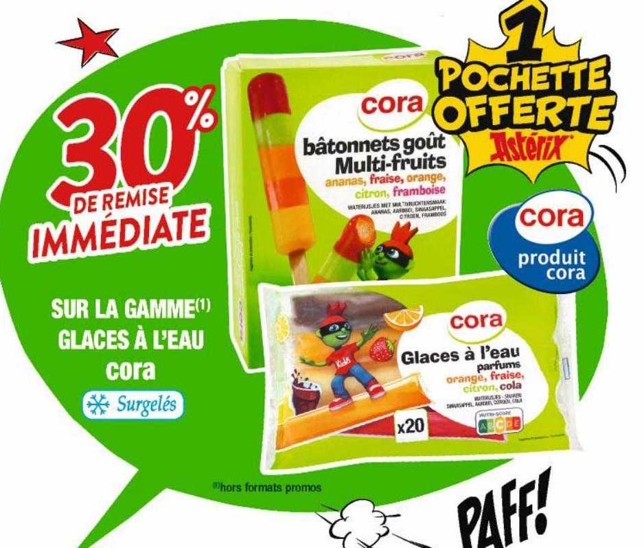 la gamme glaces à l'eau cora