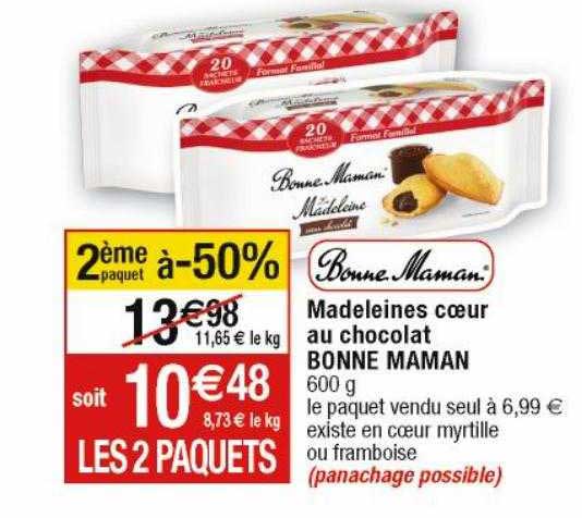 madeleines cœur au chocolat bonne maman