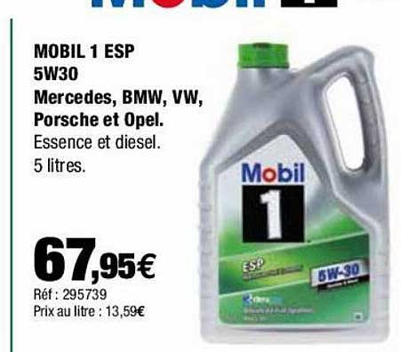 mobil 1 esp 5w30 mercedes, bmw, vw, porsche et opel