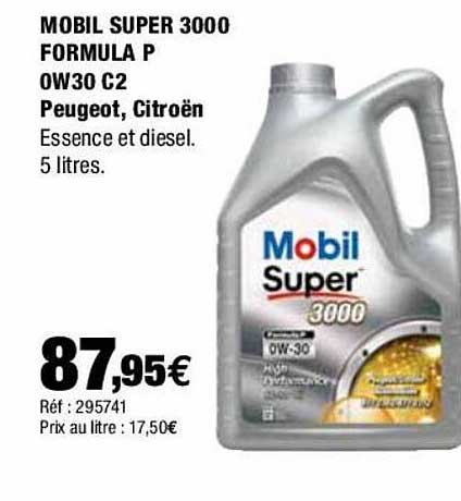 mobil super 3000 formula p 0w30 c2 peugeot, citroën