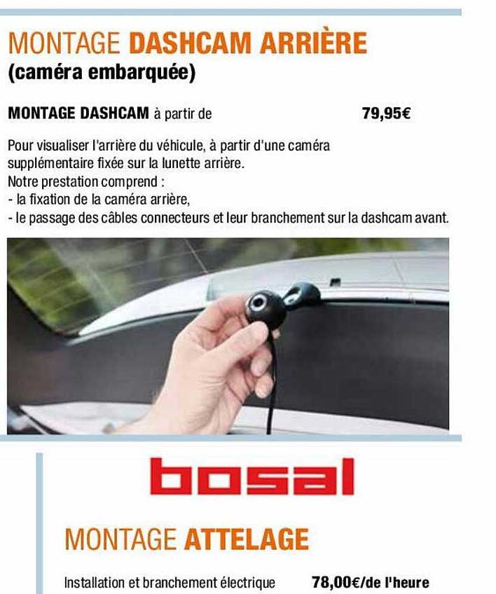 montage dashcam arrière, montage attelage bosal