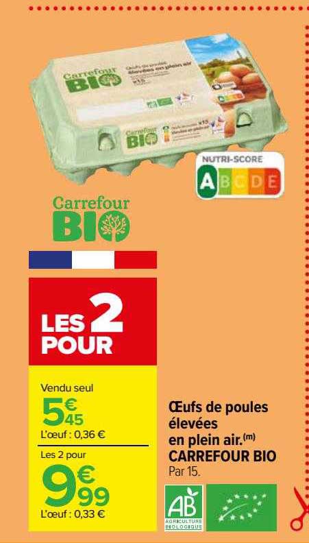 œufs de poules élevées en plein air carrefour bio