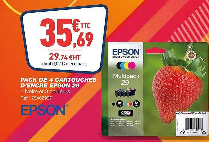 pack de 4 cartouches d'encre epson 29