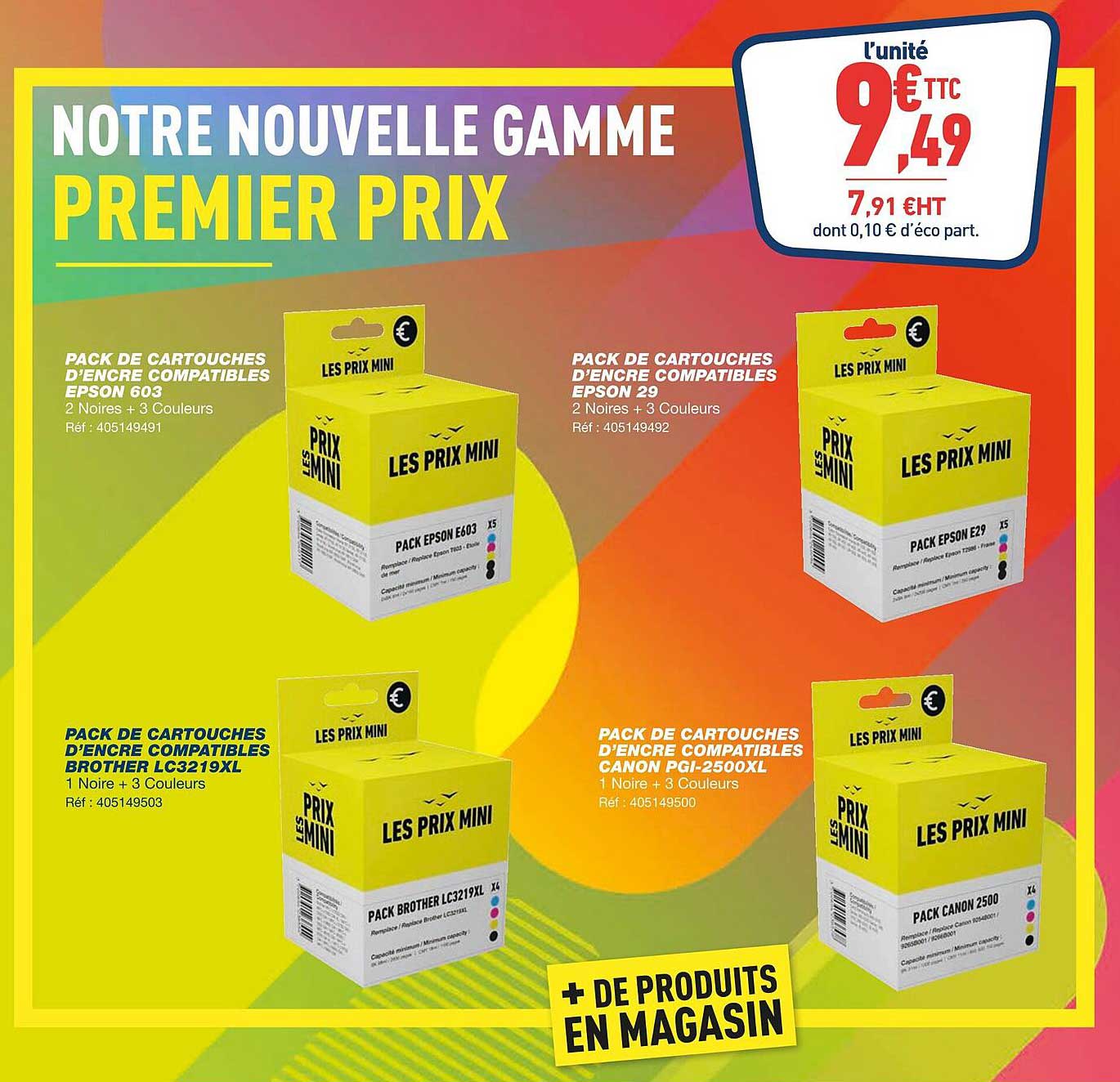 pack de cartouches d'encre compatibles epson 603, pack de cartouches d'encre compatibles epson 29, pack de cartouches d'encre compatibles brother lc3219xl, pack de cartouches d'encre compatibles canon