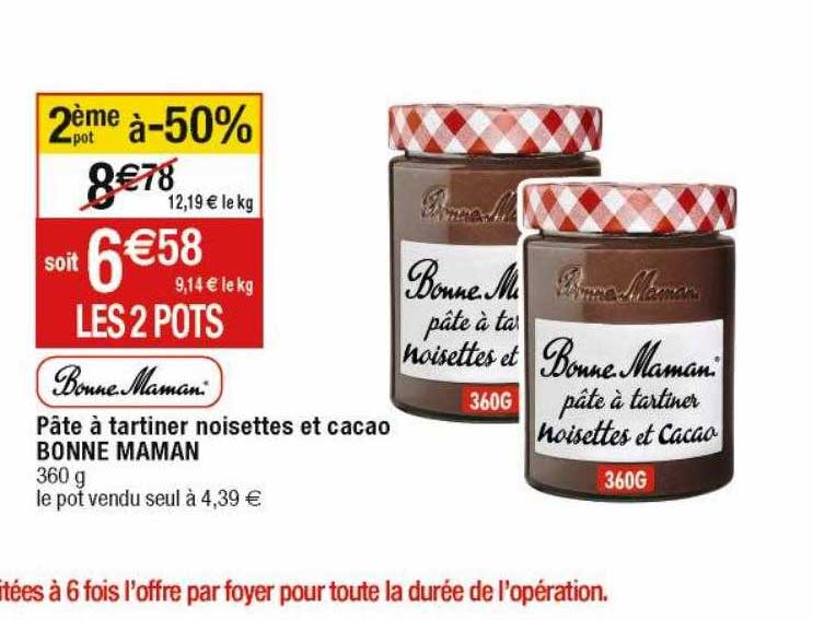 pâte  à tartiner noisettes et cacao bonne maman