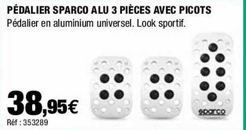pédalier sparco alu 3 pièces avec picots