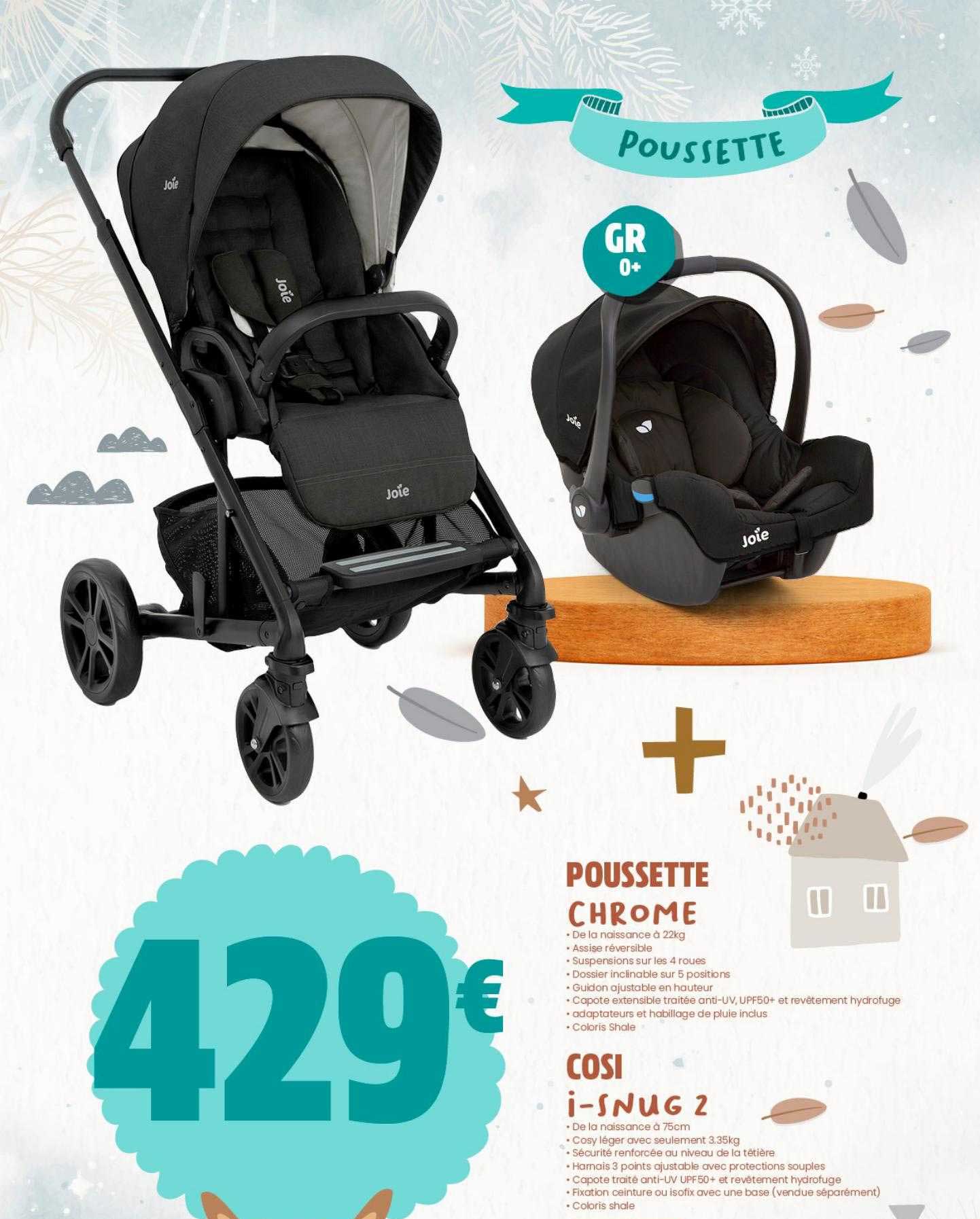 poussette chrome, cosi i-snug 2
