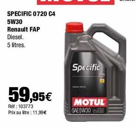 specific 0720 c4 5w30 renault fap motul