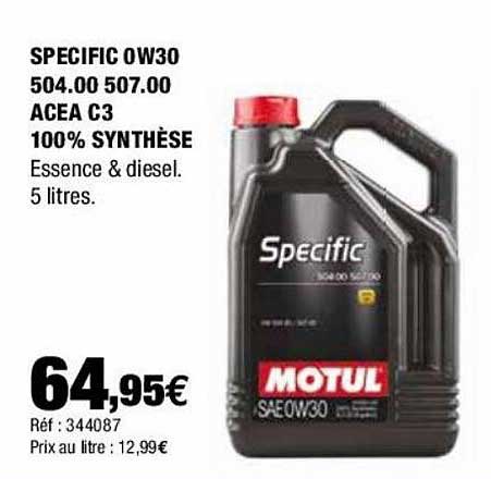 specific 0w30 504.00 507.00 acea c3 100% synthèse motul