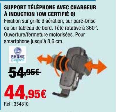 support téléphone avec chargeur à induction 10w certifié qi