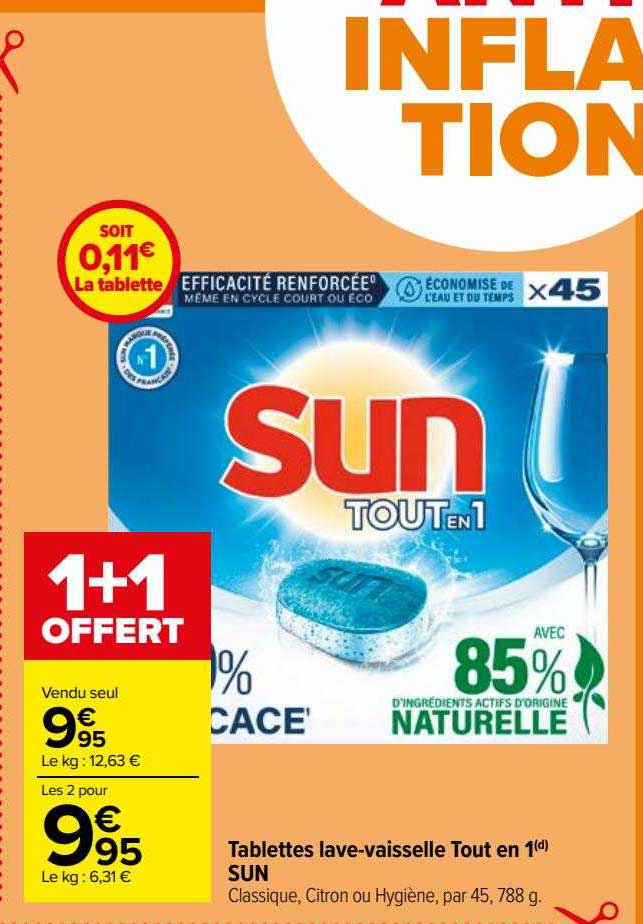 tablettes lave-vaisselle tout en 1 sun