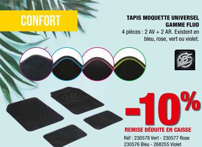 tapis moquette universel gamme fluo
