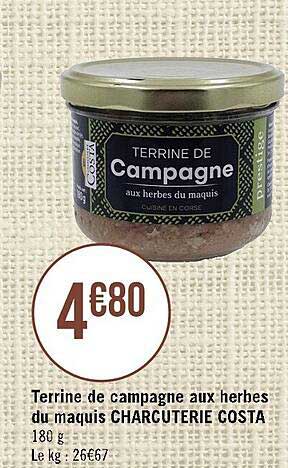 terrine de campagne aux herbes du maquis charcuterie costa