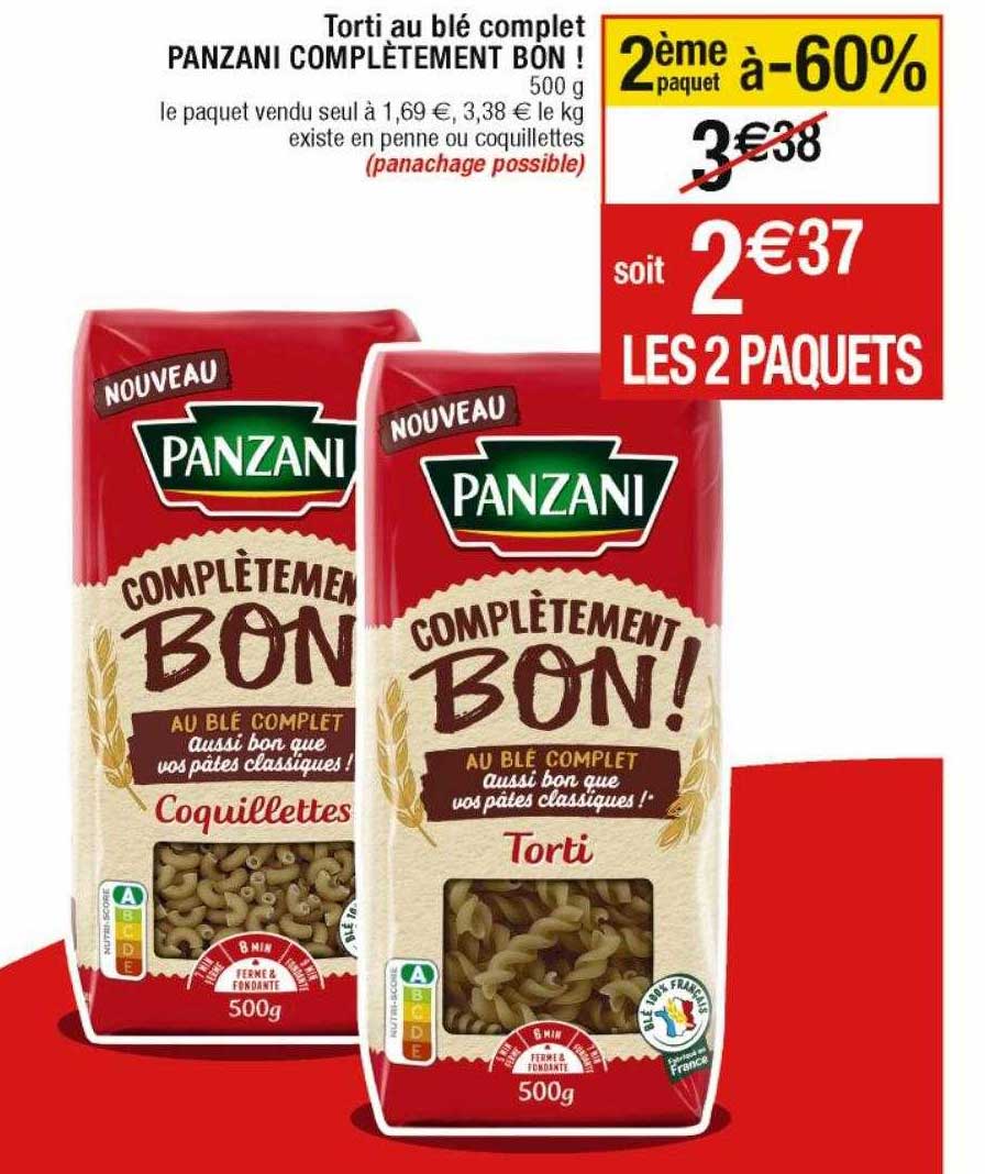 torti au blé complet panzani complètement bon !
