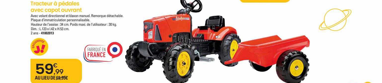 tracteur à pédales avec capot ouvrant