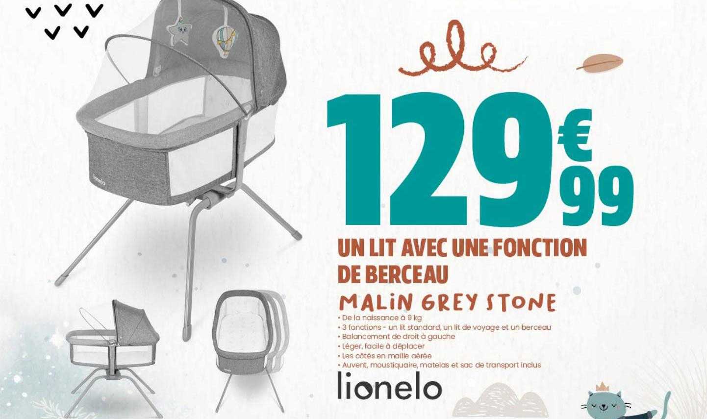 un lit avec une fonction de berceau malin grey stone lionelo