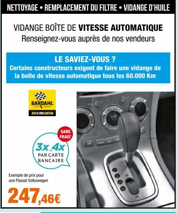 vidange boîte de vitesse automatique