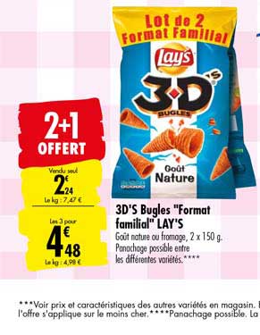 3d's bugles format familial lay's 2+1 offert