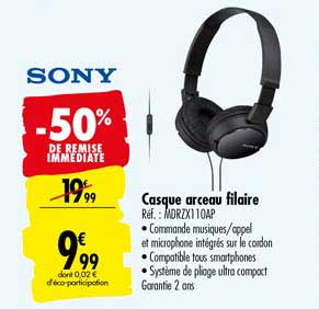 Casque Arceau Filaire Sony -50% De Remise Immédiate