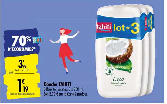douche tahiti 70% d'économies