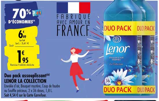 duo pack assouplissant lenor la collection 70% d'économies