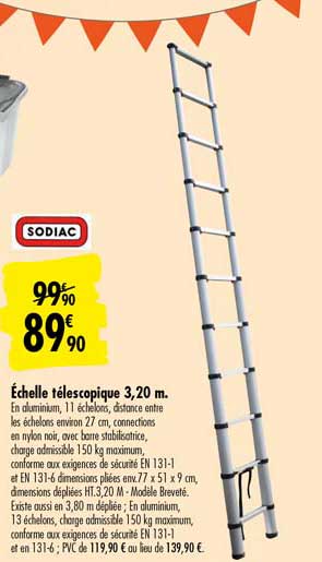 échelle télescopique 3.20 m sodiac