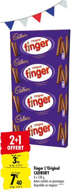 finger l'original cadbury 2+1 offert