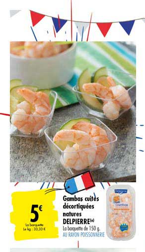 Gambas Cuites Décortiquées Natures Delpierre