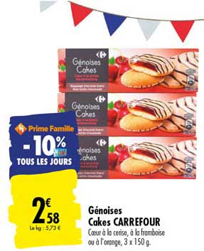 génoises cakes carrefour -10% tous les jours