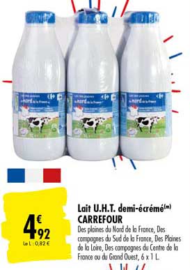 lait u.h.t. demi-écrémé carrefour