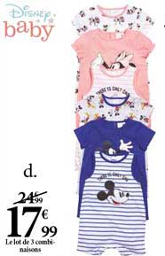 le lot de 3 combinaisons disney baby