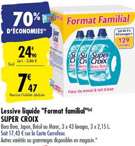 lessive liquide format familial super croix 70% d'économies