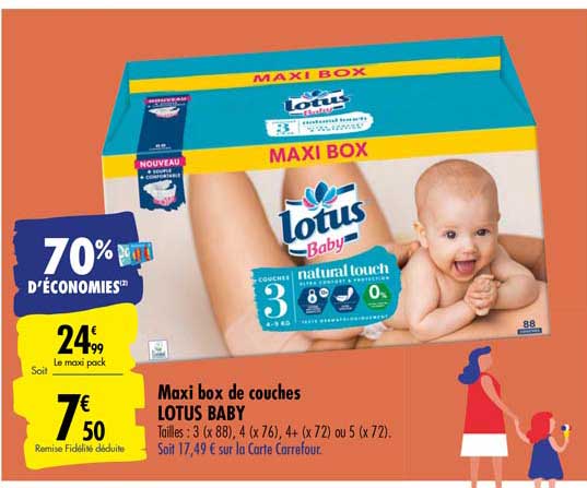 maxi box de couches lotus baby 70% d'économies