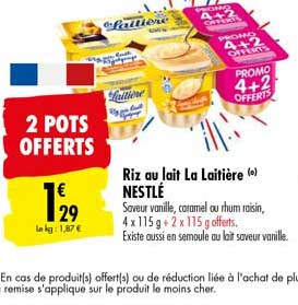 riz au lait la laitière nestlé 2 pots offerts
