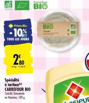 spécialité à tartiner carrefour bio -10% tous les jours