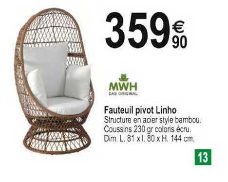 fauteuil pivot linho mwh