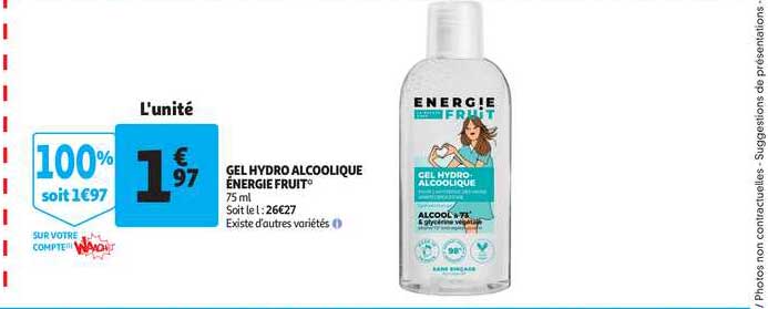 Gel Hydro Alcoolique énergie Fruit