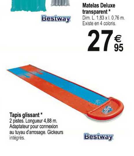 matelas deluxe transparent, tapis glissant bestway