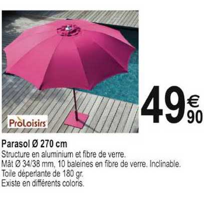 parasol 270 cm proloisirs