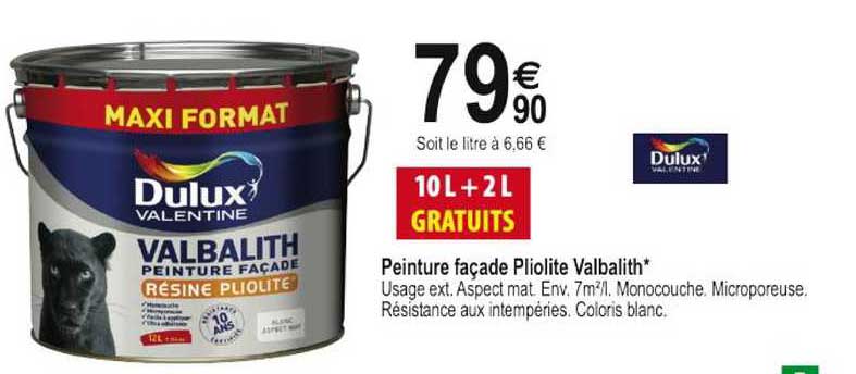 Peinture Façade Pliolite Valbalith Dulux Valentine