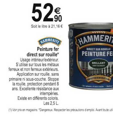 peinture fer direct sur rouille hammerite