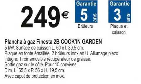 plancha à gaz finesta 2b cook'in garden