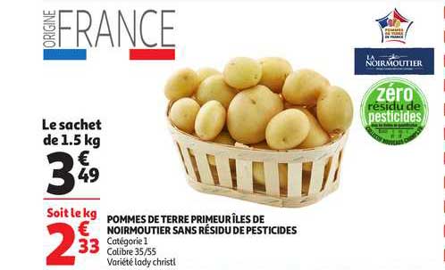 pommes de terre primeur îles de noirmoutier sans résidu de pesticides
