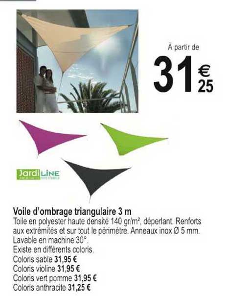 Voile D'ombrage Triangulaire 3 M Jardiline