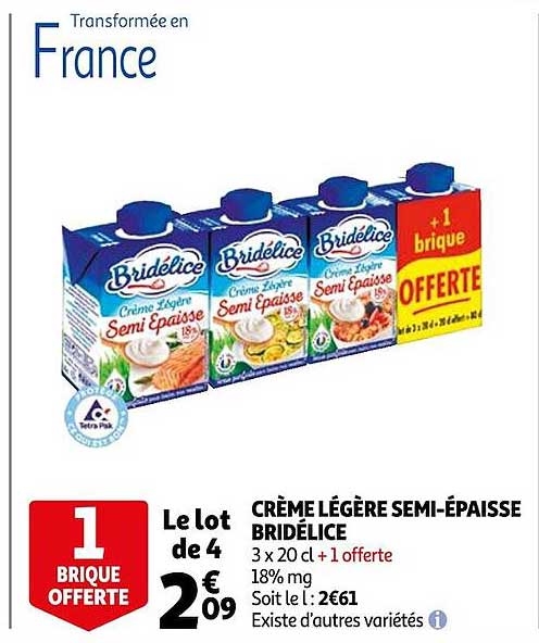 crème légère semi-épaisse bridélice