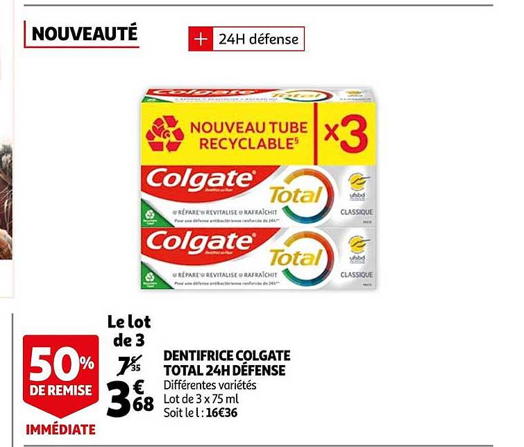 Dentifrice Colgate Total 24h Défense