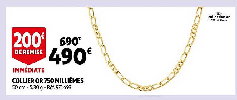 collier or 750 millièmes collection or