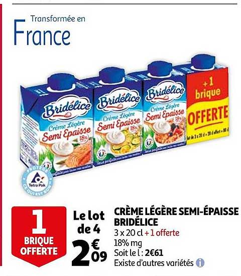 crème légère semi-épaisse bridélice