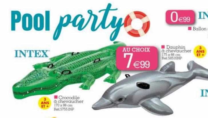 crocodile à chevaucher, dauphin à chevaucher intex